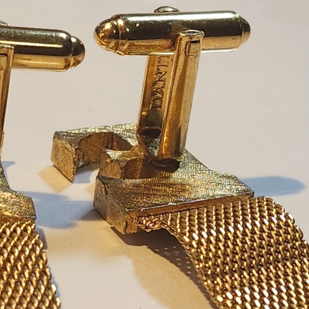 Vintage Dante Letter "E" Signed Gold Tone Cuff Links - Picture 8 of 10